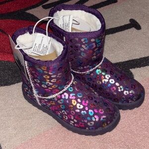 Lily & Dan Toddler Leopard rainbow cozy boots